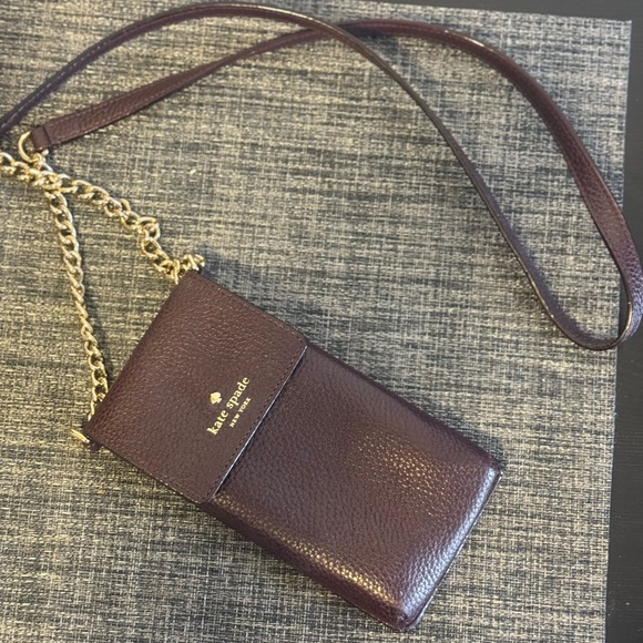 Kate Spade cross body cell phone/card holder. Deep purple colour. - Picture 4 of 6